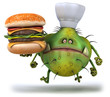 Chef virus et hamburger