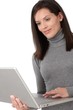 Beautiful woman using laptop computer Beautiful woman using laptop computer