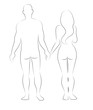 Silhouettes of man and woman isolated on white