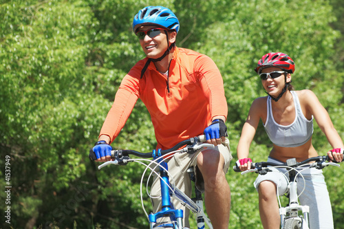 Photo: Bicyclists in park Bicyclists in park