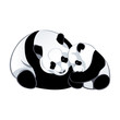 Cute baby and mommy panda isolated