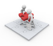 3d men with final puzzle peace