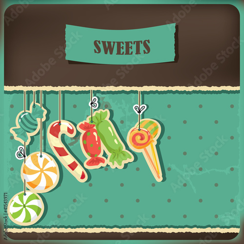 Vector: Sweets on strings. Sweets on strings.