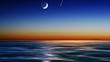 night sky over the sea with falling sickness star, loop