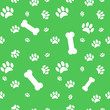 Background with dog paw print and bone