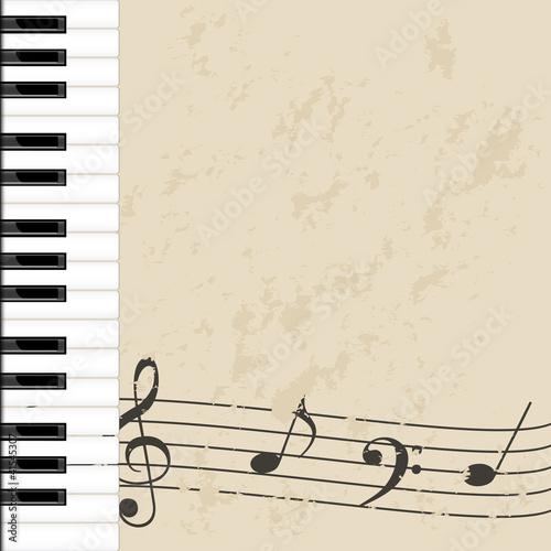 Vector: background musicale - tastiera e pentagramma invecchiato background musicale - tastiera e pentagramma invecchiato
