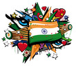 India flag graffiti pop art illustration India flag graffiti pop art illustration