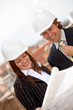 canvas print picture - Architects at a construction site
