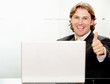 Business man with thumbs up