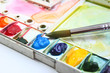 watercolor palette and Paintbrush