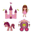 Hand drawn set of vector princess icons