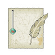Vintage blank paper with feather