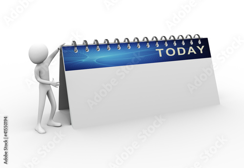 Illustration: 3d man with today empty calender 3d man with today empty calender
