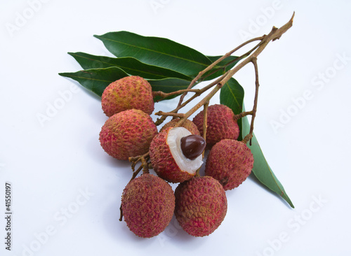 Photo: Fresh lychees isolated on white Fresh lychees isolated on white