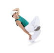 Teenager dancing breakdance in action