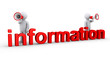 Two men with megaphones for information Two men with megaphones for information