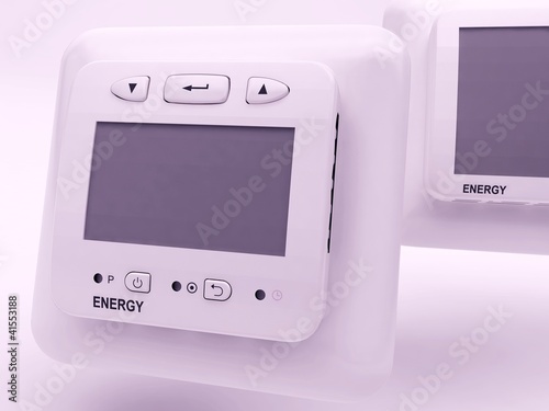 Illustration: Domotica riscaldamento interruttore componente elettrico Domotica riscaldamento interruttore componente elettrico