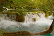 Green pond and waterfall. Green pond and waterfall.