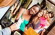 Shopping people queuing to pay