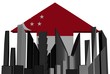 abstract skyline and Singapore flag arrow illustration