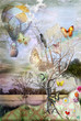 BALLOON WITH CROW,BUTTERFLYES AND TREES