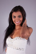 Happy and beautiful latin woman, looking to camera