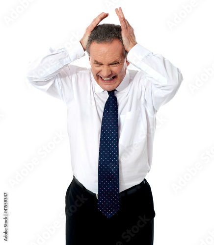 Photo: Aged businessman in depression Aged businessman in depression