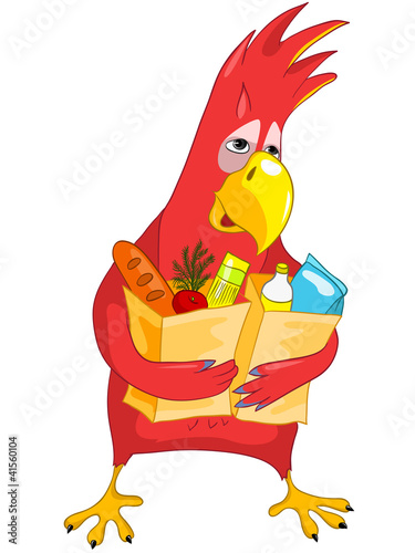 Vector: Funny Parrot. Shopping. Funny Parrot. Shopping.