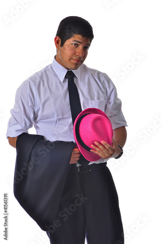 Photo: Man with his pink fedora Man with his pink fedora