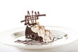 Sacher cake with whipped cream and chocolate
