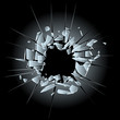 broken glass - bullet hole
