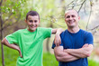 Happy father and son