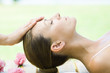 Woman having head massage
