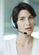 Woman wearing headset