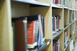 Bookshelves in library