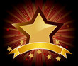 Golden stars shield with banner