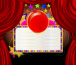 Red curtain and a forum for the text font