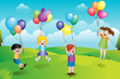 Kids playing with balloons