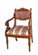 Ancient wooden chair with soft sitting on a white background Ancient wooden chair with soft sitting on a white background