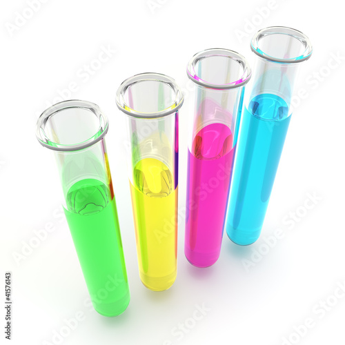 Illustration: TestTubesAndColorfulWaterTopView TestTubesAndColorfulWaterTopView