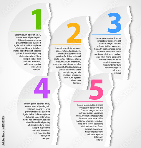 Vector: Torn paper progress option labels Torn paper progress option labels