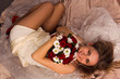 Portrait of a beautiful happy bride lying Portrait of a beautiful happy bride lying