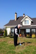 old man working on garden old man working on garden