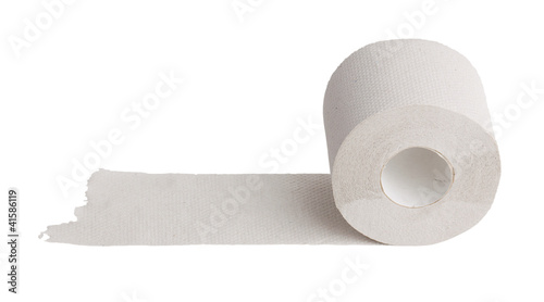 Photo: Reeled off a white roll of toilet paper Reeled off a white roll of toilet paper