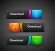 abstract glossy download arrow icon header with shadow and refle