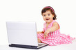 Computer generation baby playing with laptop
