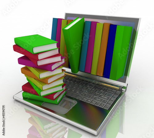 Illustration: books from your laptop on a white background books from your laptop on a white background