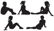 Silhouettes of sitting girls Silhouettes of sitting girls