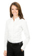 Happy smiling business woman, over white Happy smiling business woman, over white