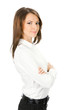 Happy smiling business woman, over white Happy smiling business woman, over white